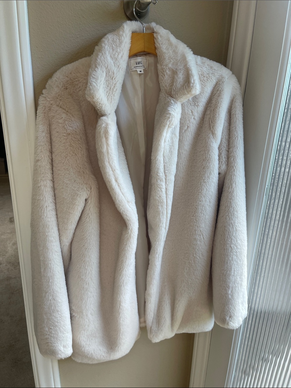 Have Soft Cream Teddy Jacket with Open Front